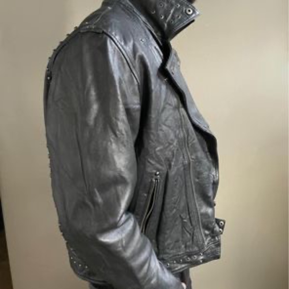 ASOS Death Rattle Leather Biker Jacket - Picture 3 of 7